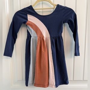 Hanna Andersson Navy Dress with Rust, Blush & Light Gray Panels